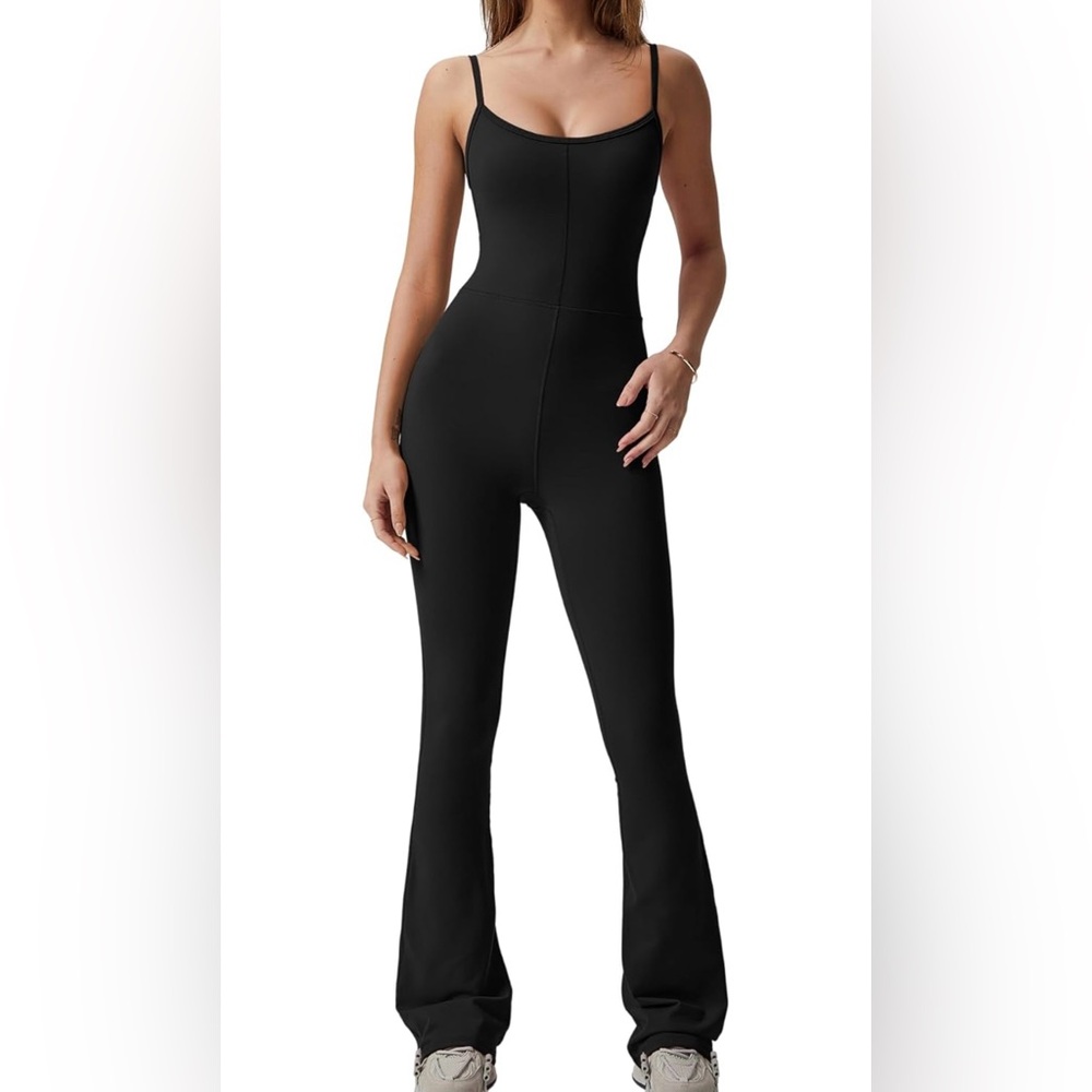 Black Sleeveless Jumpsuit with Flared Legs